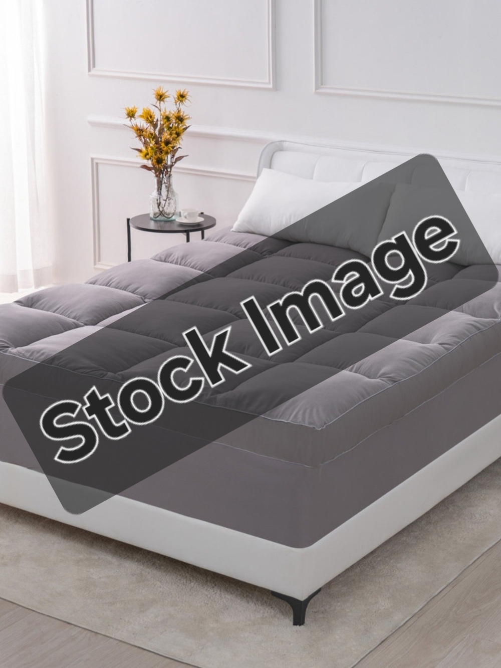 Gray Quilted Mattress Topper - Plush Comfort